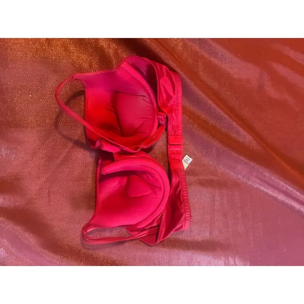 Victorias Secret Bra Womens 34B Push Up Red Underwire Padded Adjustable